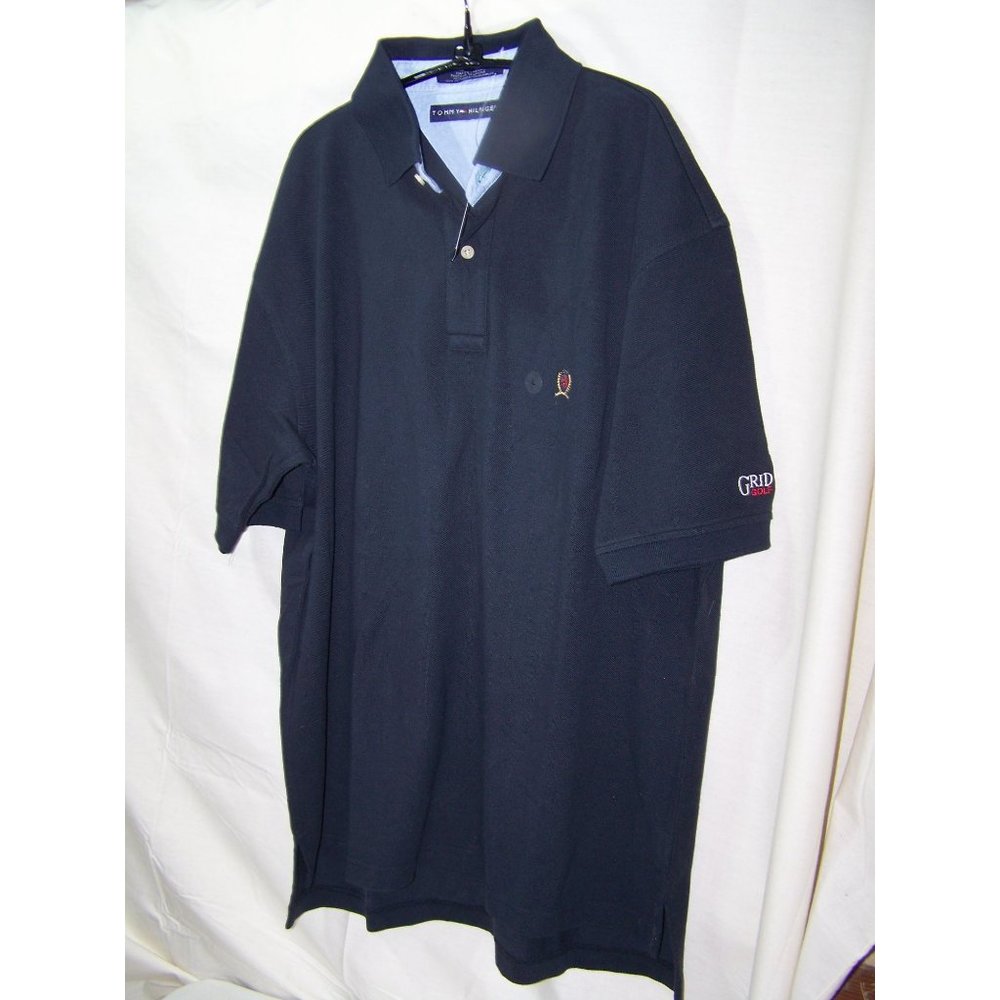 Tommy Hilfiger Polo Top Grid Iron Golf Classic Black L NWT